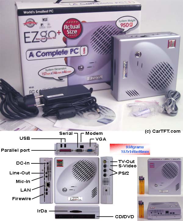 Car-PC Komplettsystem (SP7 7" VGA Touchscreen, GPS, E3-P3 Barebone DVD , Intel Celeron 1,3 Ghz CPU , 256MB SO-SDRAM RAM, 2,5" 40GB HDD, E3 Car Adapter)