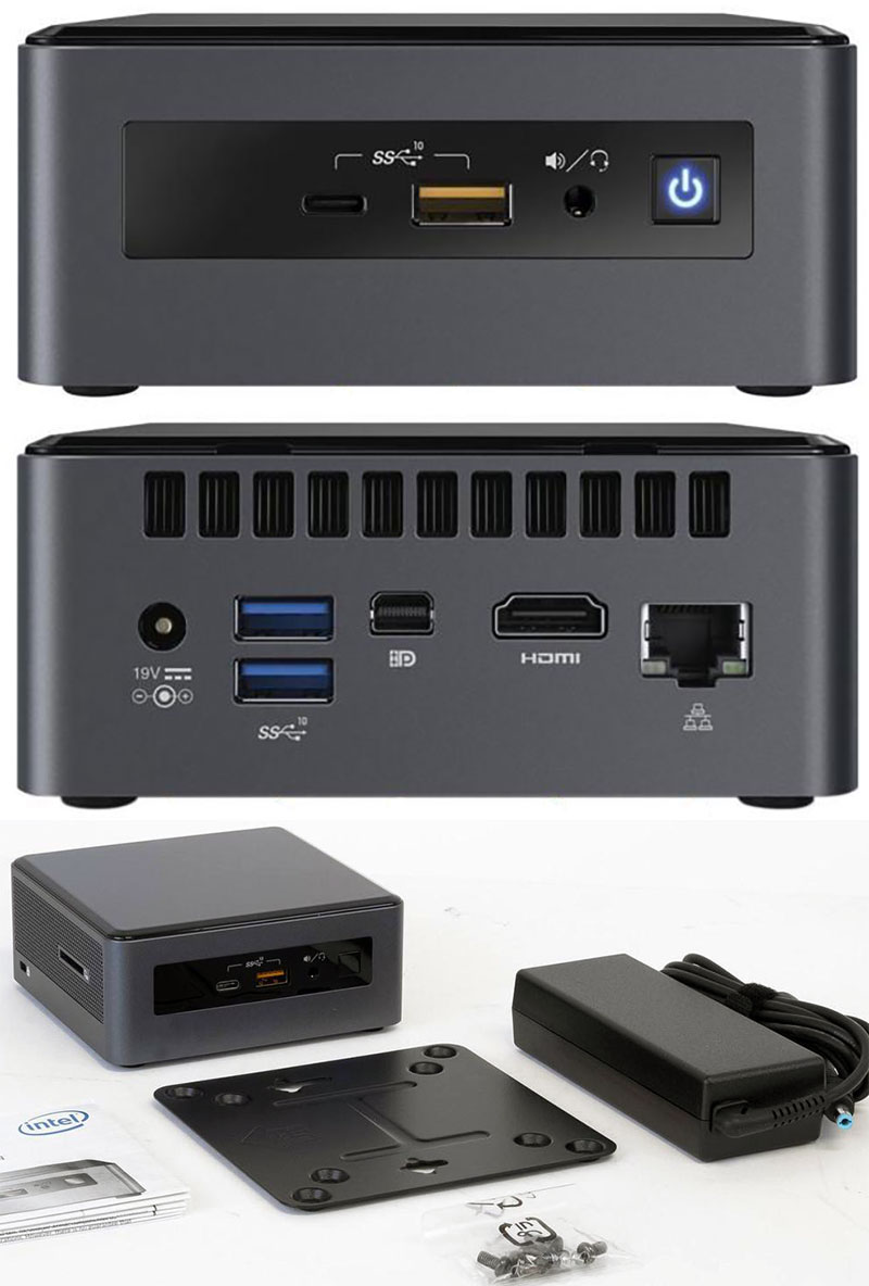 Intel NUC8I5INHJA (Intel Core i5-8265U, 8GB RAM, 16GB Optane SSD, 1TB 2,5" HDD, Radeon 540X, <b>Win 11 Home deutsch</b>)